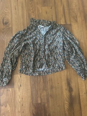 Floral Boho Blouse in Black and Multicolor